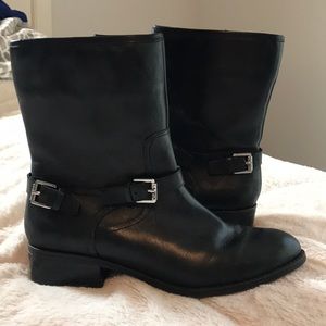 Black midi calf heels